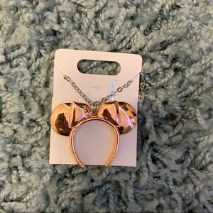 Disney rose gold ears necklace